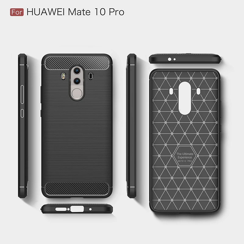Ocolor для Huawei Mate 10 Pro углеродного волокна чехол противоударный ТПУ Мягкий