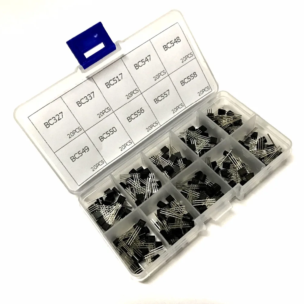 10 значений 200 шт(BC327~ BC558) BC337 BC549 BC550 BC517 BC556 BC547 BC557 BC548 Силовые транзисторы NPN транзистор Ассортимент Набор сортированных