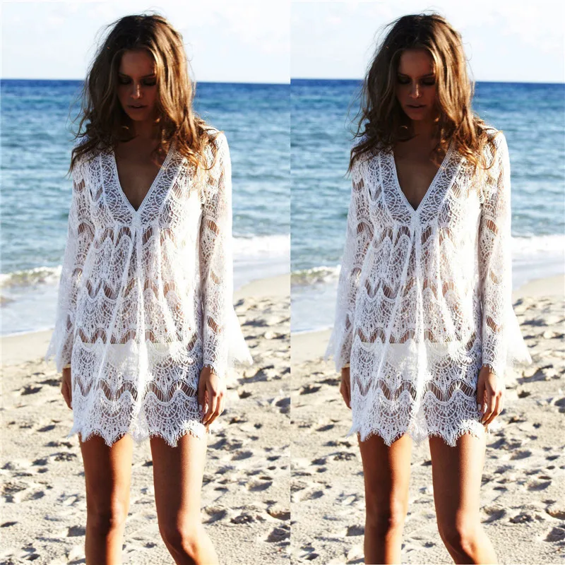 Новинка летний купальник кружевной ажурный вязанный крючком пляжный бикини