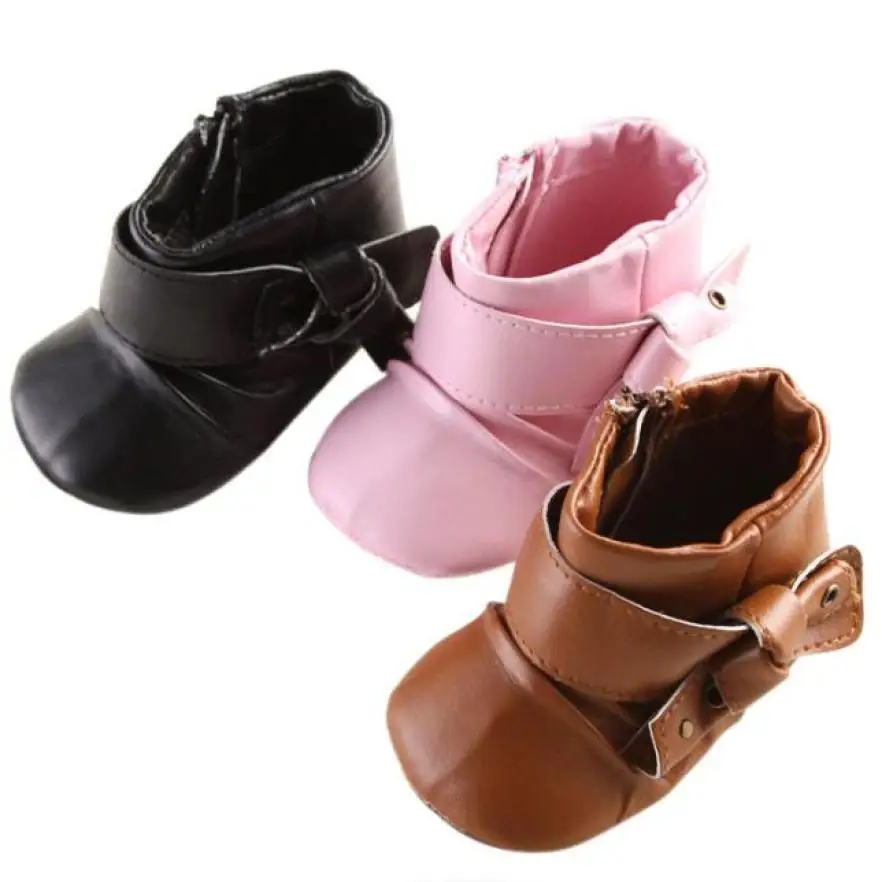 

New Newborn Kids High Prewalker Soft Sole Cotton Ankle Boots Crib Shoes Warm Flats PU leather Boot Toddler