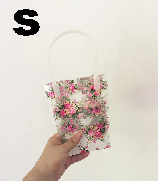 Floral S Новинка. Цветочный прозрачный Подарочный пакет для покупок. Подарочные пакеты с цветами. Практичная сумка-переноска с пионами. Упаковочная сумка. Свадебные и вечерние принадлежности - Цвет: Floral S