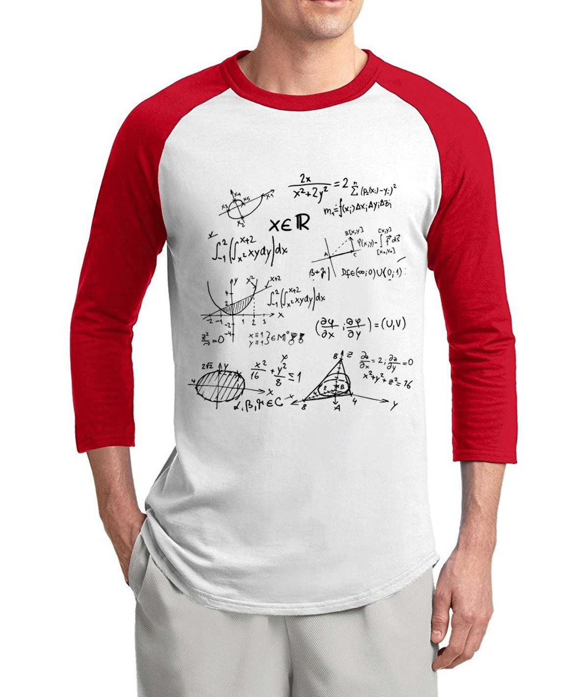 adult Math Formula science t shirt men 2017 new summer three quarter sleeve 100% cotton raglan t-shirt Camiseta Masculino S-2XL | Мужская