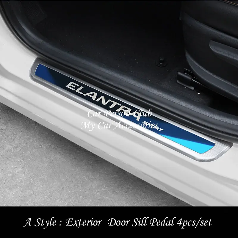 Серебристый Для- hyundai Elantra Накладка на порог, Накладка на порог, защитная рамка для педали, покрытие из нержавеющей стали, автомобильные аксессуары - Цвет: Серебристый