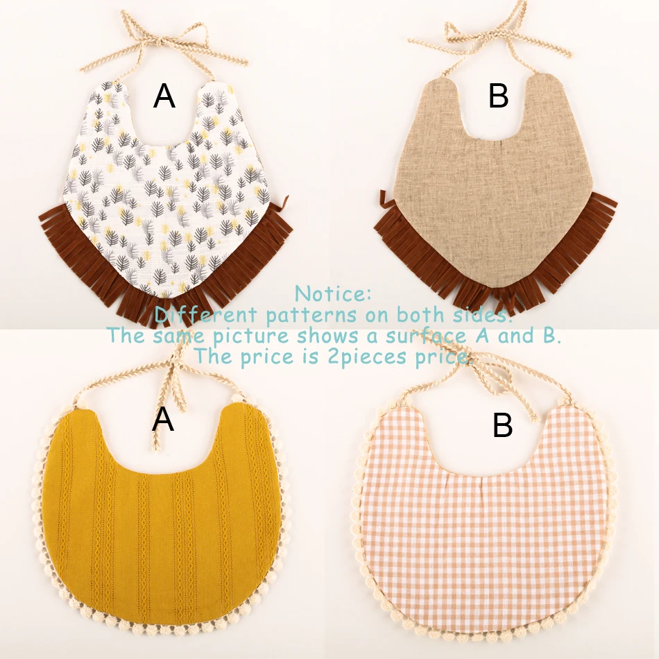 Двусторонние нагрудники из пеньковой ткани для мальчиков и девочек 2 шт./компл.