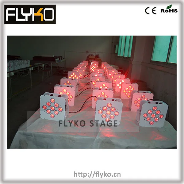 

Free shipping RGBAW+UV 18W 9pcs wireless dmx led flat par light