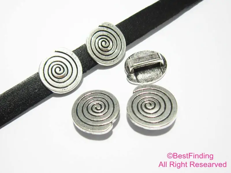 

Leather findings 10mm Round spiral leather sliders -FF56