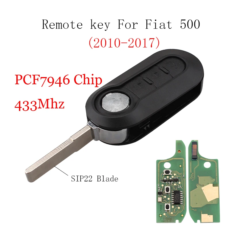 3 кнопки транспондера чип ID46/PCF7946 дистанционный ключ для FIAT 500 Doblo Fiorino Grande Punto EVO Qubo 433 МГц ключ