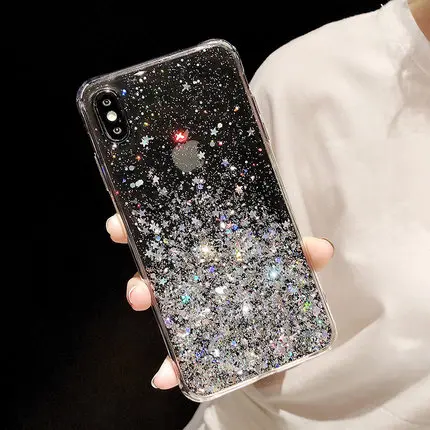 Чехол для Apple iphone XS Max XR X прозрачный защитный чехол с блестками и зыбучим песком 6 6S