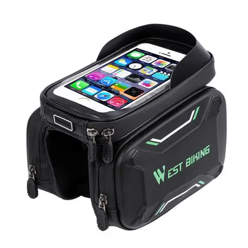 Quality Green WEST BIKING сумка для велосипедной трубки с сенсорным экраном, велосипедная передняя рама, сумка для хранения 6,2 дюймов, полностью водонепроницаемая сумка для телефона, велосипеда - Цвет: Quality Green