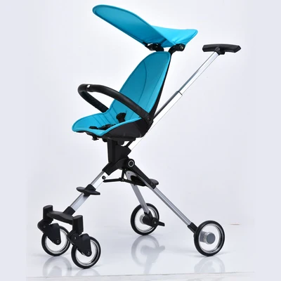 Blue(Silver frame) Детская коляска с высоким пейзажем, складная детская коляска на колесиках, легкая Двусторонняя детская коляска kinderwgen Triciclo Infantil - Цвет: Blue(Silver frame)