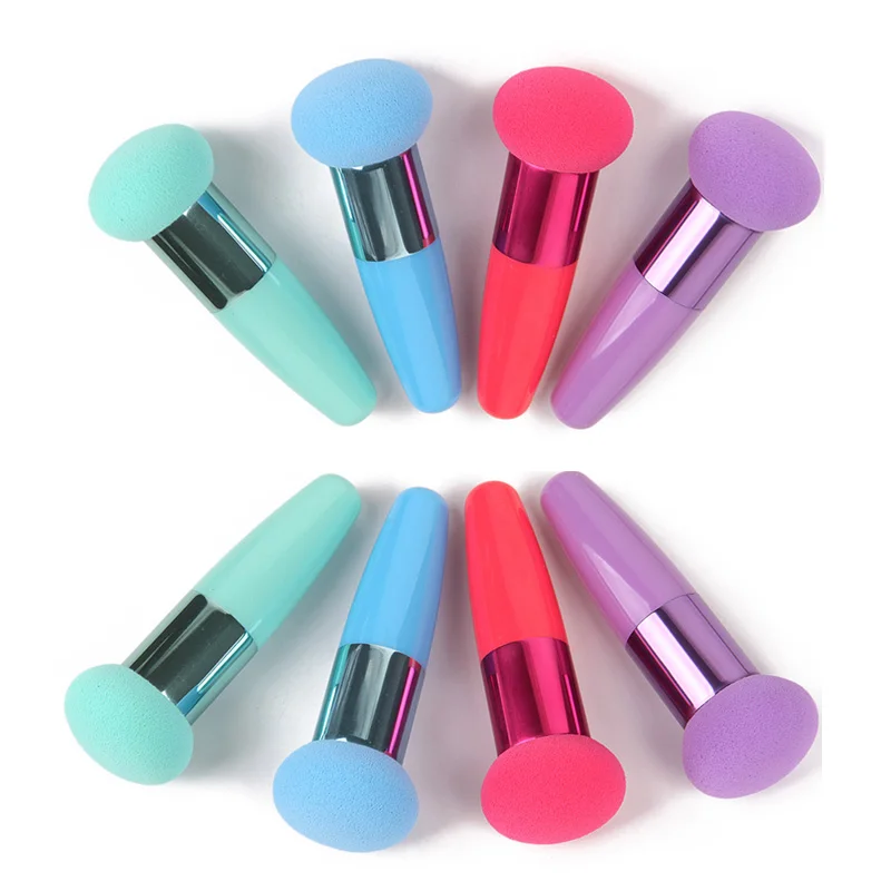 

4 Colors Round Mushroom Sponge Puff Stick Rods Chubby Makeup Brushes Foundation Powder Brush Face Cosmetic brochas maquillaje