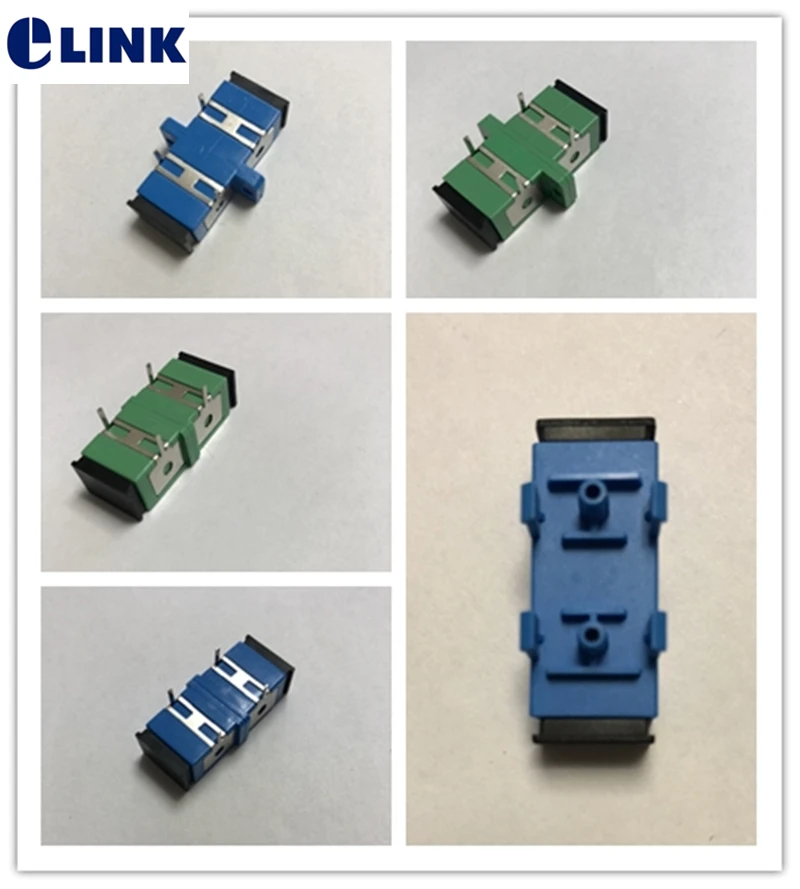 400pcs fiber SC adapter with metal foot APC UPC SM used for PCB circuit board IL<=0.2dB flangeless flange optical fibre coupler