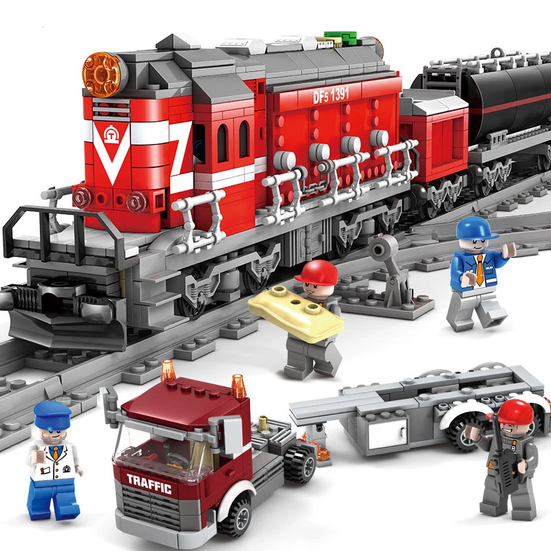 Городской мощный дизельный поезд рельс строительные блоки комплекты кирпичей