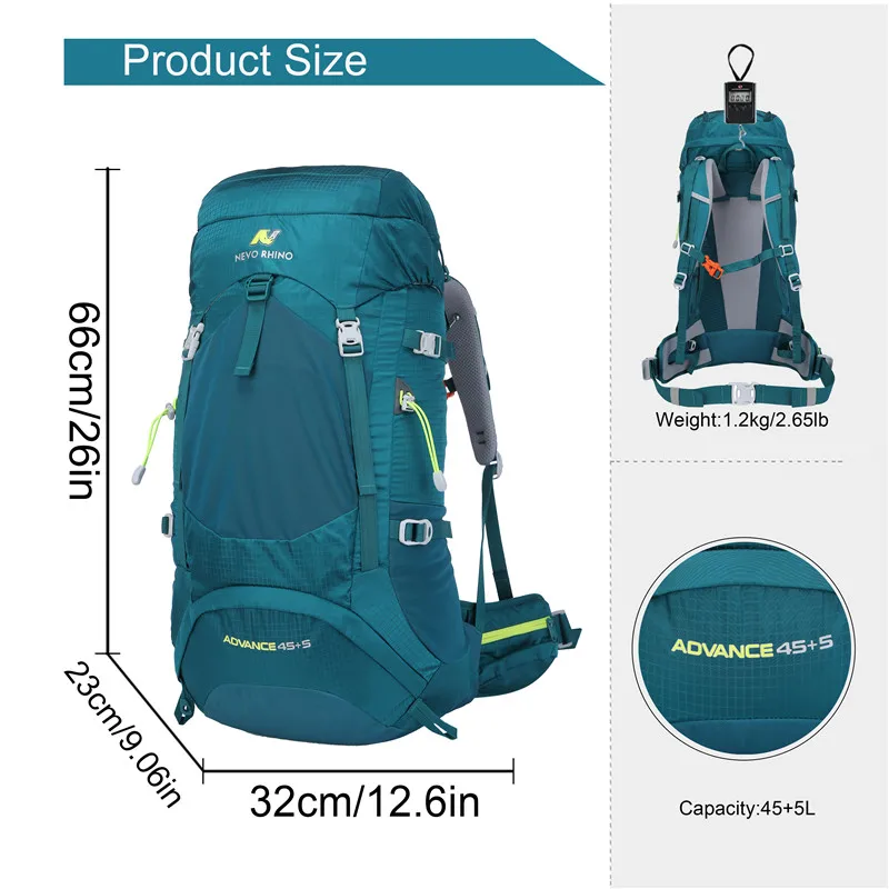 50L NEVO RHINO, водонепроницаемый мужской рюкзак, унисекс, дорожная сумка, походный, для альпинизма, альпинизма, кемпинга, рюкзак для мужчин