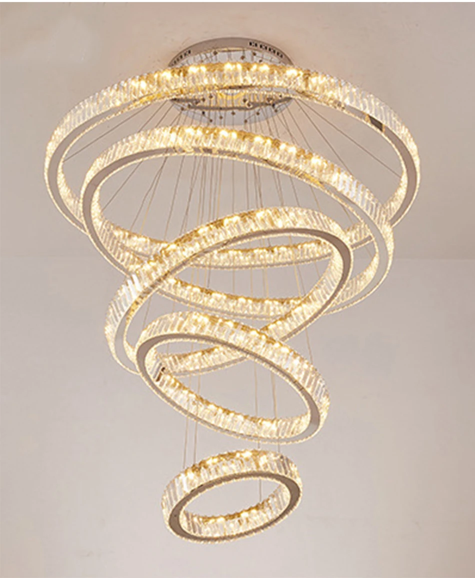 Luxury Living Room Modern Chandelier Lighting Large Staircase LED Crystal Lamp Home Decoration Cristal Lustre Lighting Fixtures