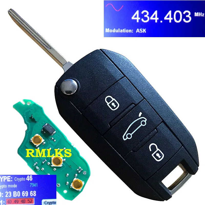 Новый Флип-ключ Φ 3 Кнопка 433 МГц ID46 для Peugeot 208 2008 301 308 3008 408 4008 508 Hella HU83 или VA2 Blade |