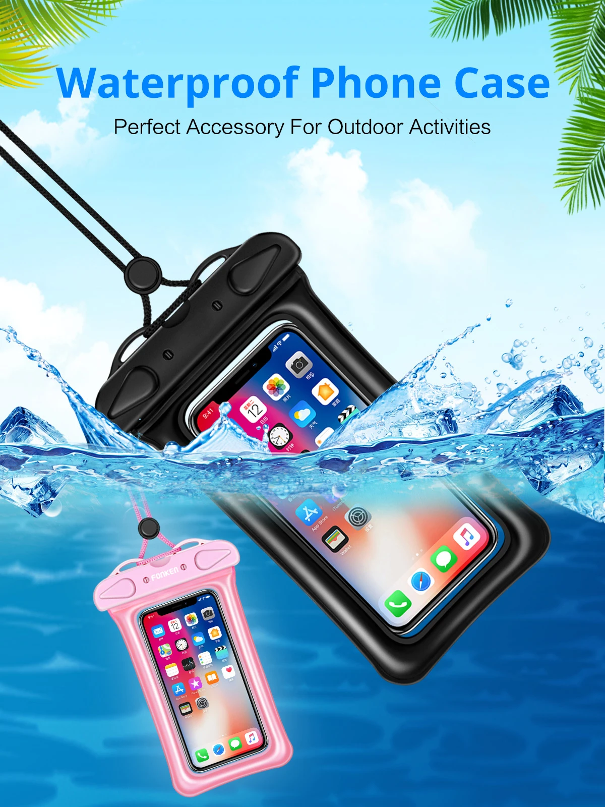 GUUGEI Waterproof Case For Phone 2Pcs Airbag Float Bag Swimming Diving Phone Coque Pouch Water Proof Phone Case Underwater Cover