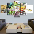 Современный домашний декоративный холст для гостиной модульные картины 5 панелей Покемон анимация Плакат рамка настенное искусство HD печать живопись