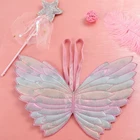 Симпатичные Детские костюмы реквизит для выступлений градиентный цвет Бабочка Принцесса крылья Ангела сказочная палочка детское платье играть в игрушки