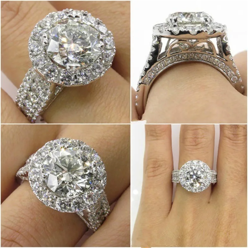 New Fashion Princess Cut Big White Zircon Silver Color Engagement Rings wedding Party | Украшения и аксессуары