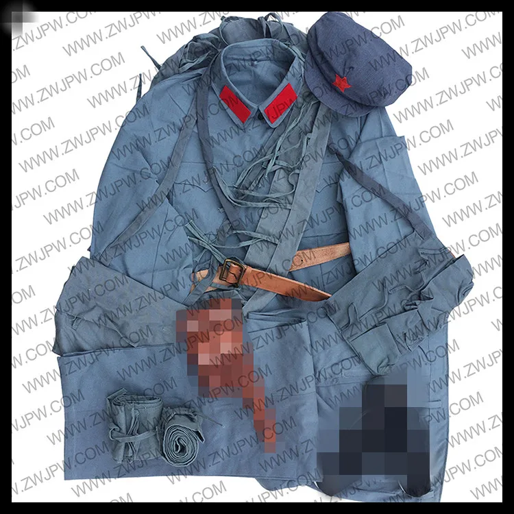 Китайская армейская красная одежда WW2 хлопковые головные уборы пояс сумка для