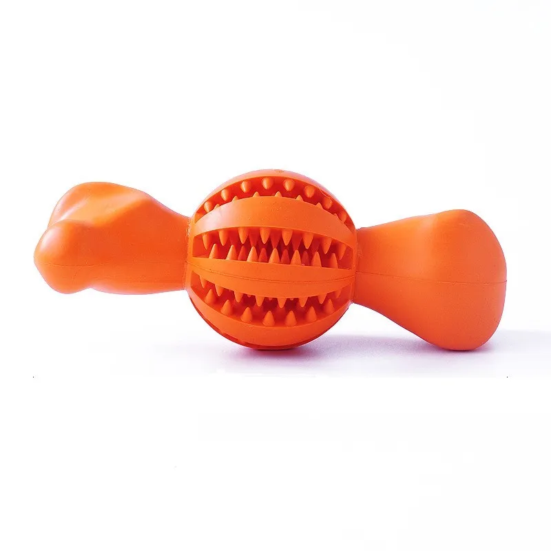 orange Игрушка для собак, Интерактивная игрушка для кормления, жевательная игрушка для собак, Очищающий мяч для зубов, ручной резиновый шар для собак - Цвет: orange