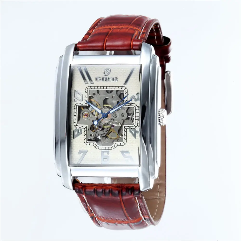 Часы мужские автоматические люксовые брендовые прямоугольные механические