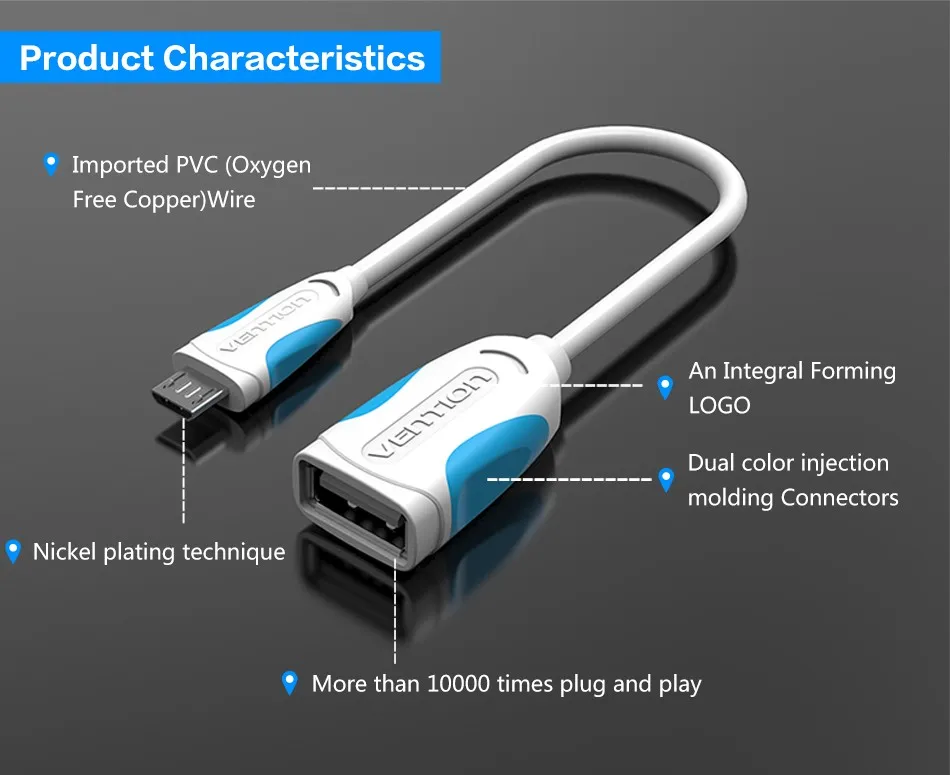 VENTION Micro USB OTG кабель адаптер для Xiaomi Redmi Note 5 Micro USB разъем для samsung S6 планшет Android USB2.0 OTG адаптер