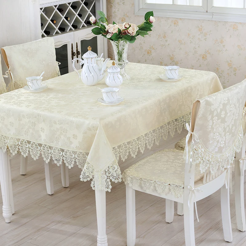 Embroidered Waterproof Oilproof Tablecloth European Lace Coffee Table Cloth Chair Cover Cushion Round Covered Towels | Дом и сад