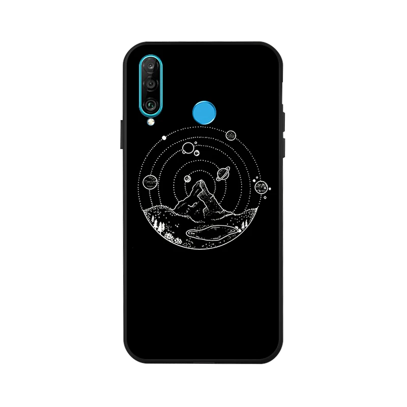 X049 3D DIY Окрашенный черный чехол для huawei P30 Pro P8 Lite Nova 3i 3 4 чехол s Space Moon чехол для телефона huawei mate 10 20X Lite - Цвет: X049