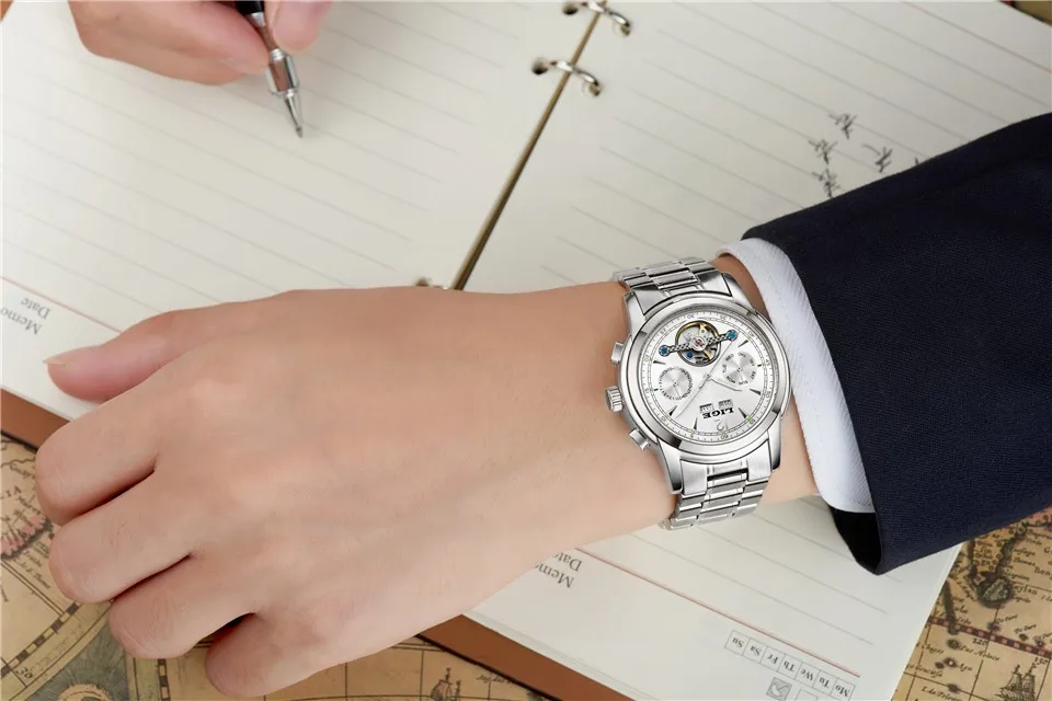 Мужские часы Роскошные Лидирующий бренд LIGE tourbillon механические Спортивные часы для мужчин s модные деловые мужские автоматические часы Relogio Masculin