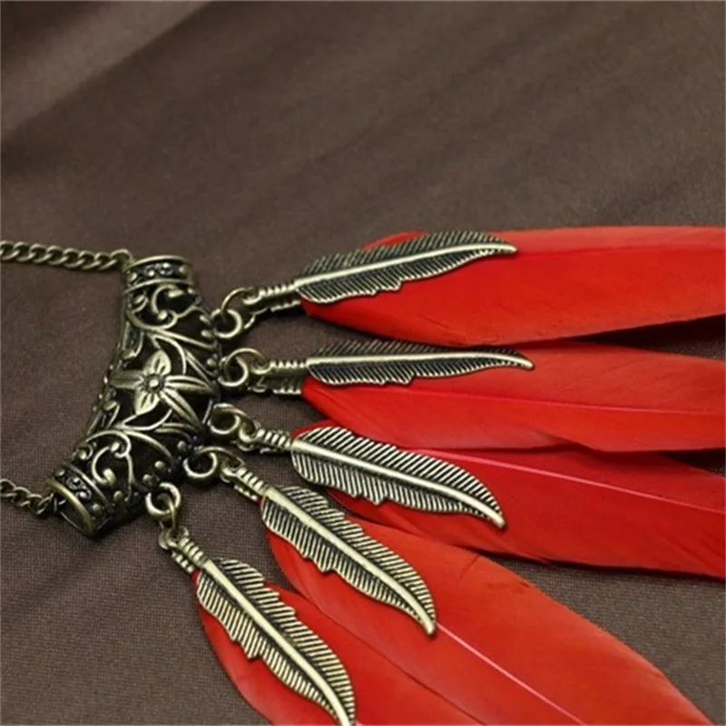 YiYaoFa Handmade Feather Necklaces For Women Vintage &amp Pendants Long Chain Necklace FN-04 |