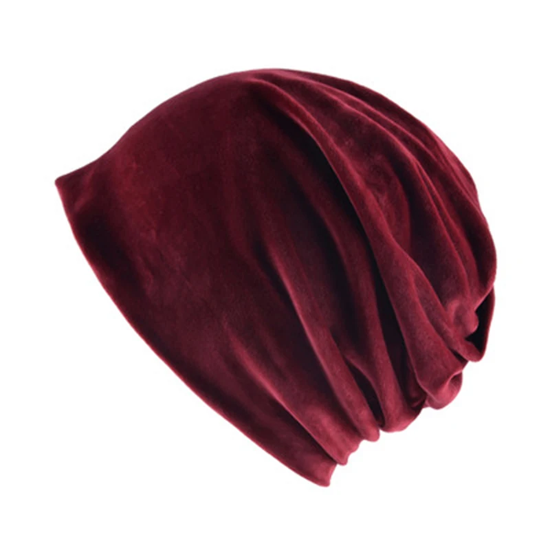 Женская и мужская шапка, многофункциональная, летняя, тонкая, skullies beanies, мягкая, бархатная, тюрбан, шапки, красная, для девушек, головной убор, теплый шарф, Кепка для катания на коньках - Цвет: Красный