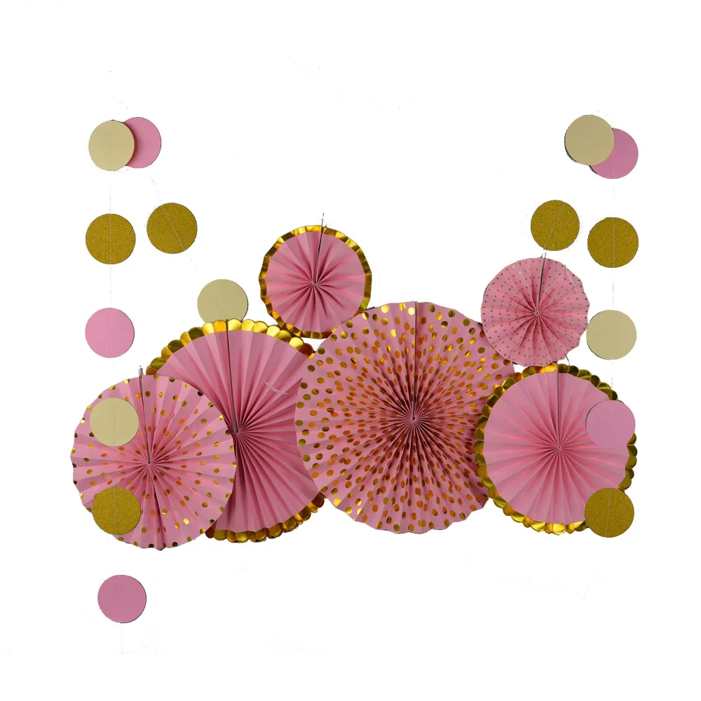 Новый золотой набор разных размеров подвесные бумажные вееры блестящий баннер