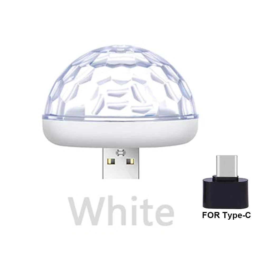 White with USB C Автомобильный USB атмосферный свет декоративная лампа для салона автомобиля огни DJ RGB мини красочная музыкальная лампа для фестиваля вечерние караоке - Испускаемый цвет: White with USB C