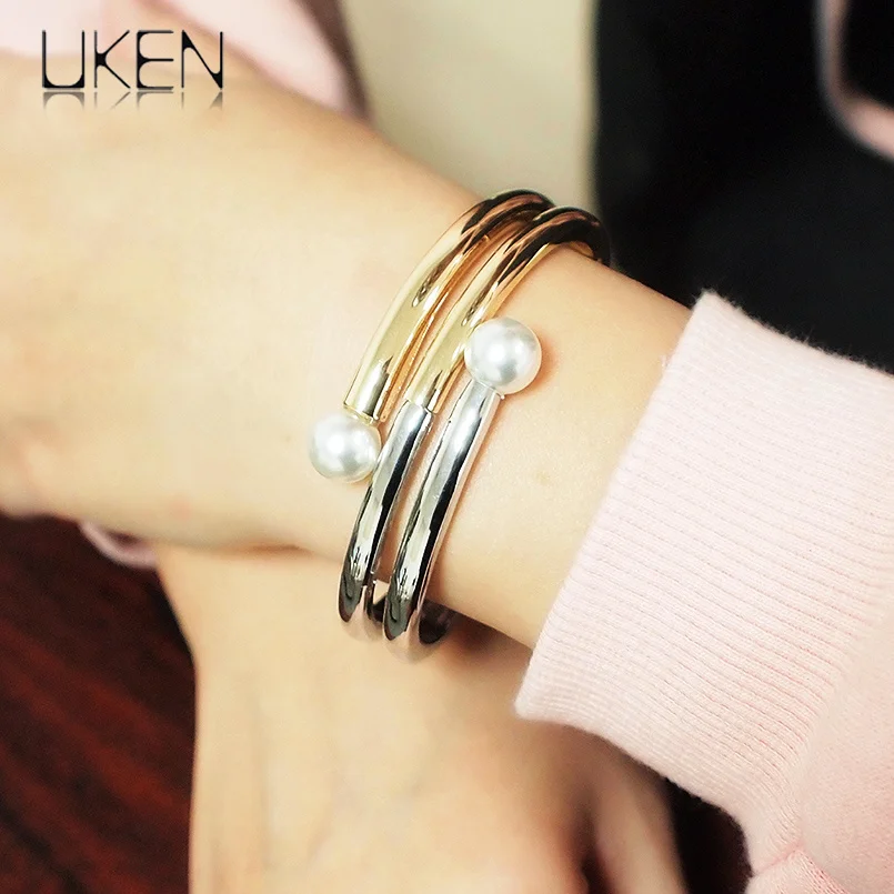 Браслеты с имитацией жемчуга большие браслеты манжеты модные разноцветные из