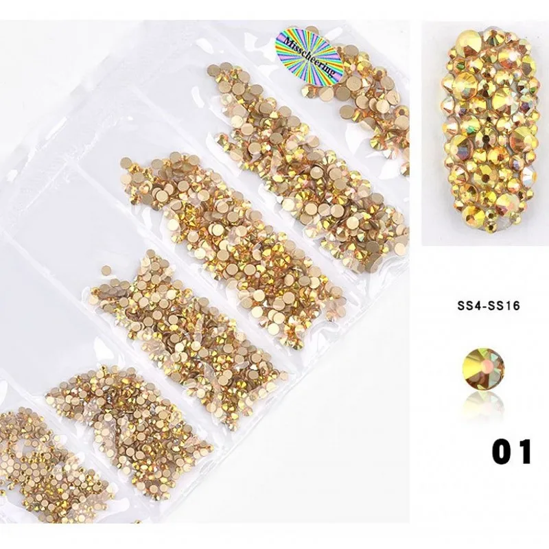 

Стразы для ногтей, 6 размеров, 1300 дюйма, искусственные кристаллы AB без горячей фиксации, Стразы для ногтей, 3D украшения для ногтей, драгоценны...