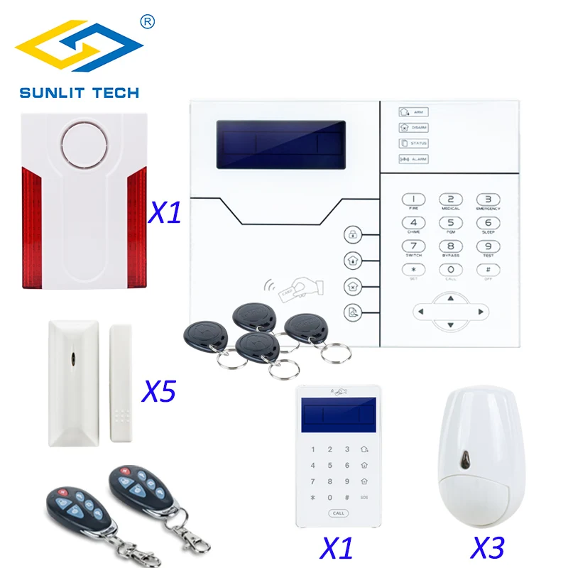 

Focus Wireless TCP IP GSM Alarm System Remote Control Home Smart Burglar Security Door Pet Immune PIR Motion Senor Strobe Siren