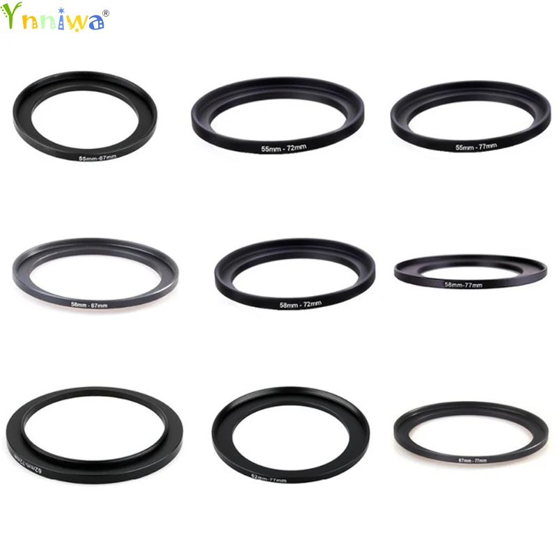 

37-46 55-67 55-72 55-77 58-67 58-72 58-77 62-72 62-77 67-77mm Metal Step Up Rings Lens Adapter Filter Set