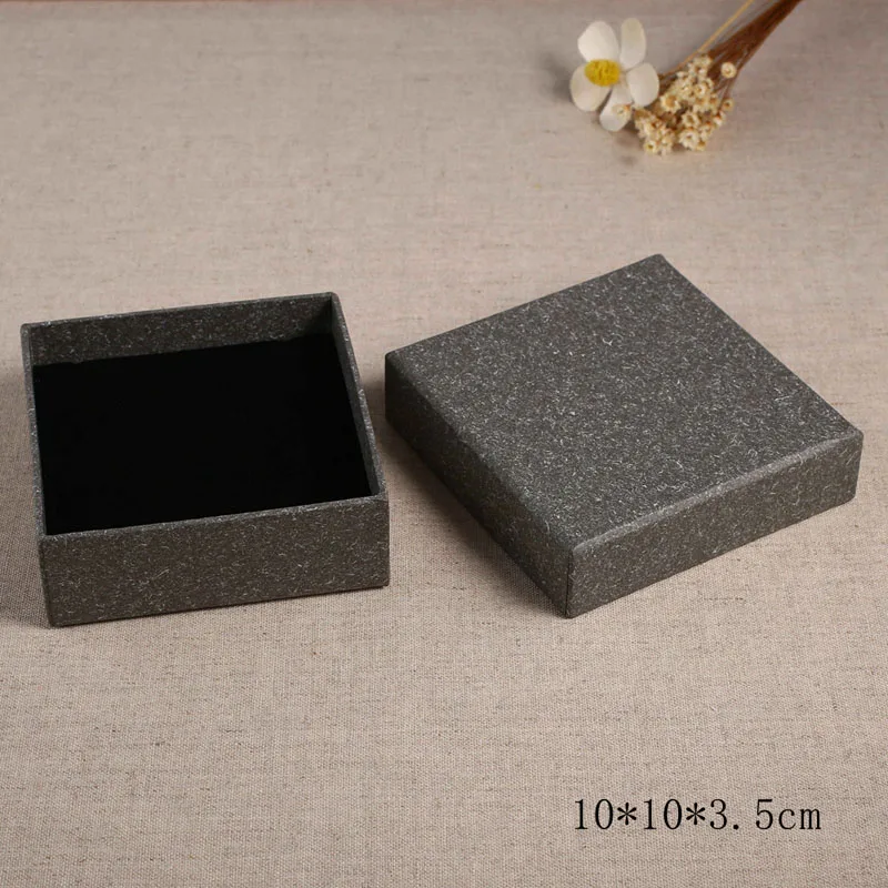 10x10x3.5cm Высококачественная серая бумажная коробка для сережек, колец, ожерелья, упаковки ювелирных изделий, подарочные коробки, квадратный органайзер для ювелирных изделий, коробка для помолвки - Цвет: 10x10x3.5cm