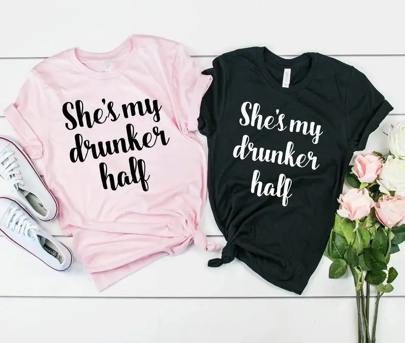 Футболка Skuggnas с надписью She's My Drunker подходящие футболки смешные для пар