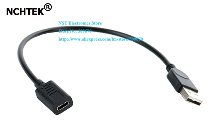 NCHTEK прямой USB 2 0 штекер типа C Женский кабель для зарядки данных около 27