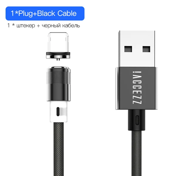 ACCEZZ Магнитный Usb кабель для зарядки для IPhone X XR XS MAX Micro usb type C Магнитная Зарядка для samsung S10 S9 кабели для быстрой зарядки - Цвет: Black Cable 1 Plug