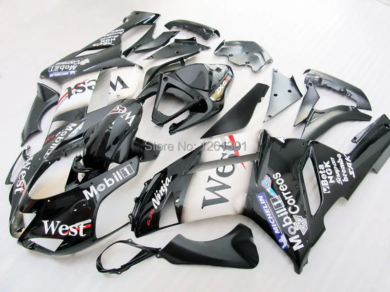 

Injection + black white WEST fairing kit FOR KAWASAKI NINJA ZX 6R 636 07 08 ZX-6R 07-08 ZX6R 2007 2008 ZX 6R 07 08 &