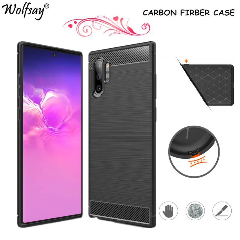 

Carbon Fiber Cover For Samsung Galaxy Note 10 Plus Case TPU Silicone Cover For Samsung Note 10 Plus Case For Samsung Note 10+