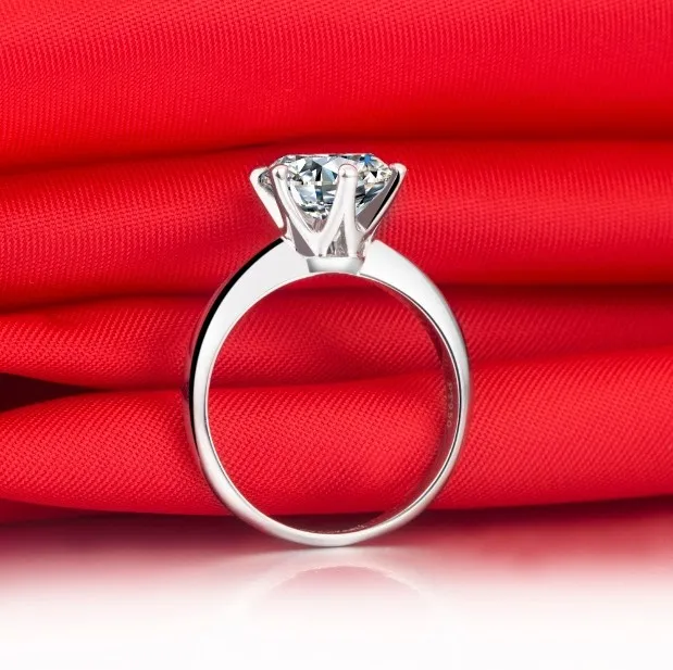 2Ct Geniune NSCD Excellent Diamond Engagement Rings for Women Sterling Silver Platinum Plated Setting Wedding Jewelry | Украшения и