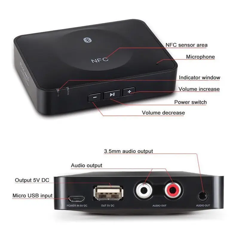 GIEFTU NFC Bluetooth аудио приемник беспроводной адаптер мм 3 5 мм/RCA стерео выход для