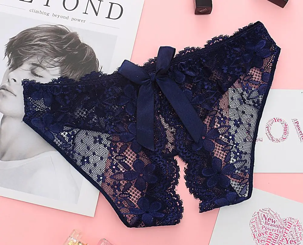 Женские сексуальные открытые трусики без швов кружевные из спандекса стринги