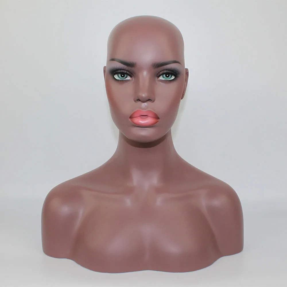Fiberglass Realistic Black Female Mannequin Dummy Head Bust,Afro-American Manikin Dummy Head For Lace Wigs