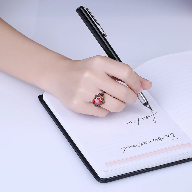 

Garilina Retro jewelry trinket Black Gun Plated Red CZ Women's rings party Love Gift Heart Ring R2187